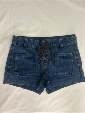 Design Lab Lord & Taylor Lace Up Boho Festival Denim Shorts